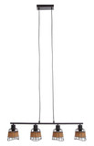 Globo Pendelleuchte Esra 4-flammig E27 Schwarz Metall 150x81cm