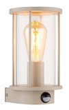 Globo Außenwandleuchte Gracey E27 Bewegungsmelder IP54 Sandfarben matt Edelstahl Glas 25x14cm