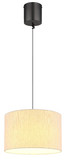 Globo LED Pendelleuchte Thea 8W warmweiss Schwarz-chrom matt cremefarben Metall Leinen Ø35cm
