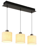 Globo LED Pendelleuchte Thea 24W warmweiss Schwarz-chrom matt cremefarben Metall Leinen 180x74cm