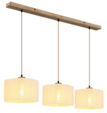 Globo Pendelleuchte Jule 3-flammig E27 Braun beige Holz Leinen 120x100cm
