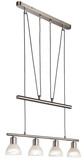 Globo LED Pendelleuchte Daytona 4-flammig E14 LED 4x 5W warmweiss Nickel matt alabaster Optik Metall Glas 150x60cm
