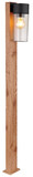 Globo Sockelleuchte Etsi E27 IP44 Holzoptik dunkel rauchfarben Edelstahl Glas 100cm