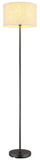 Globo Stehleuchte Thea E27 Schwarz-chrom matt cremefarben Metall Leinen 160cm