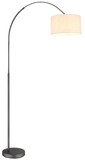 Globo Stehleuchte Thea E27 Schwarz-chrom matt cremefarben Metall Leinen 195cm