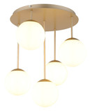 Globo Deckenleuchte Harmon 5-flammig E14 Champagnerfarben matt opal Metall Glaskugeln Ø38cm
