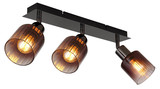 Globo Strahler Satella 3-flammig E14 Schwarz-chrom kupferfarben Metall Glas 40x18cm