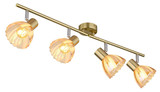 Globo Strahler Zachery 4-flammig E14 Messingfarben matt amber Metall Glas 70x19cm