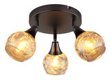 Globo Strahler Frosta 3-flammig E14 Schwarz-chrom matt rauchfarben Metall Glas geeist Ø32cm