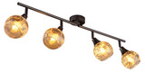 Globo Strahler Frosta 4-flammig E14 Schwarz-chrom matt rauchfarben Metall Glas geeist 70x19cm