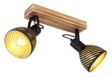 Globo Strahler Lenna 2-flammig E27 Dunkelbraun schwarz matt Holz Metall 30x25cm