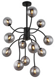 Globo LED Deckenleuchte Riha 12-flammig G9 LED 12x 3,5W warmweiss Schwarz matt rauchfarben Metall Glaskugeln Ø62cm