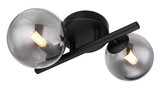 Globo LED Wandleuchte Riha 2-flammig G9 LED 2x 3,5W warmweiss Schwarz matt rauchfarben Metall Glas 25x24cm