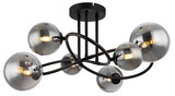 Globo LED Deckenleuchte Riha 6-flammig G9 LED 6x 3,5W warmweiss Schwarz matt rauchfarben Metall Glas Ø65cm