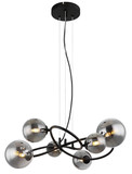 Globo LED Pendelleuchte Riha 6-flammig G9 LED 6x 3,5W warmweiss Schwarz matt rauchfarben Metall Glas 120x62cm