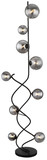 Globo LED Stehleuchte Riha 9-flammig G9 LED 9x 3,5W warmweiss Schwarz matt rauchfarben Metall Glas 162cm