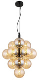Globo Pendelleuchte Conor 13-flammig G9 Schwarz matt amber Metall Glaskugeln Ø39,5cm