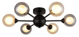 Globo Deckenleuchte Roland 6-flammig G9 Schwarz matt rauchfarben Metall Glaskugeln Ø55cm