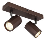 Globo James GU10 Strahler 2-fach 25W Bronzefarben Matt, Metall Ø6cm 57919-2