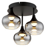 Globo LED Deckenleuchte Lui 24W warmweiss Schwarz matt rauchfarben Metall Glas Ø35cm