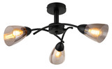 Globo Deckenleuchte Paula 3-flammig E14 Schwarz matt rauchfarben Metall Glas Ø52cm