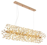 Globo LED Kronleuchter Katrina 12-flammig G9 LED 12x 3,5W warmweiss Goldfarben klar Metall K9 Kristalle 150x90cm