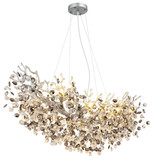 Globo Kronleuchter Queena 10-flammig E14 Silberfarben matt rauchfarben Metall Glaskristalle 120x100cm