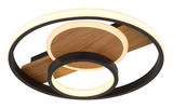Globo LED Deckenleuchte Pikara 24W warmweiss Holzoptik schwarz matt Metall Aluminium Ø34,5cm