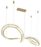 Globo LED Pendelleuchte Neil 72W dimmbar Fernbedienung CCT warm-/tageslichtweiss Goldfarben klar Metall K5 Kristalle 120x110cm