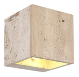 Globo LED Wandleuchte Rojas 6W warmweiss Weiß matt Metall Travertine Stein 12x12cm