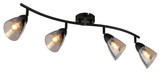 Globo Strahler Paula 4-flammig E14 Schwarz matt rauchfarben Metall Glas 70x21cm
