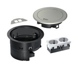 Hager BSR02D01 Installationsdose R02, 2x SCHUKO, Keystone Typ 01 2-f, Metall Klappdeckel silber