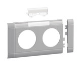 Hager GB080217035 Blende 2-fach Steckdose zu Oberteil 80mm beschriftbar anreihbar hfr lichtgrau
