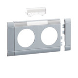 Hager GB08021LAN Blende 2-fach Steckdose zu Oberteil 80mm beschriftbar anreihbar hfr alu