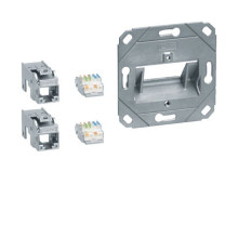 Hager GMKSRJ45C6A2 Anschluss Modul 2x RJ45, Cat.6a, für Zentralscheibe UAE 2-fach, hfr