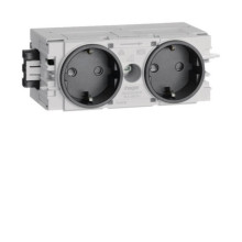 Hager GS20009011 Steckdose 2-fach mit Wago Steck-/Klemmtechnik C-Profil in graphitschwarz