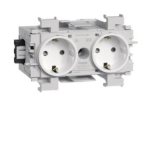 Hager GS20019016 Steckdose 2-fach mit Wago Steck-/Klemmtechnik Frontrastend in verkehrsweiß