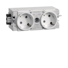 Hager GS20109016 Steckdose 2-fach 45° mit Wago Steck-/Klemmtechnik C-Profil in verkehrsweiß