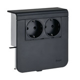 Hager SL200809009011 Geräteträger Steckdose 2-fach vorverdrahtet Steckklemmen zu SL 20x80mm schwarz