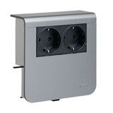 Hager SL20080900D1 Geräteträger Steckdose 2-fach vorverdrahtet Steckklemmen zu SL 20x80mm Dekor Alu