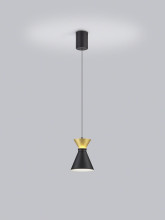 Helestra LUK LED Pendelleuchte 12W dimmbar 90Ra warmweiss Schwarz-Gold Aluminium satiniert Ø15cm