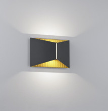 Helestra VID LED Wandleuchte 10W dimmbar IP65 90Ra warmweiss Schwarz-Gold Aluminium