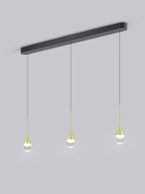 Helestra DEEP LED Pendelleuchte 24W dimmbar 90Ra warmweiss Schwarz-Gold Aluminium Glas teilsatiniert 120cm