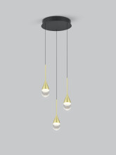 Helestra DEEP LED Pendelleuchte 24W dimmbar 90Ra warmweiss Schwarz-Gold Aluminium Glas teilsatiniert Ø30cm