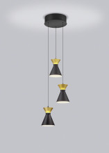 Helestra LUK LED Pendelleuchte 30W dimmbar 90Ra warmweiss Schwarz-Gold Aluminium satiniert Ø33cm