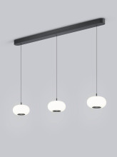 Helestra SAPO LED Pendelleuchte 36W dimmbar 90Ra warmweiss Mattschwarz Aluminium Opalglas weiß 130cm
