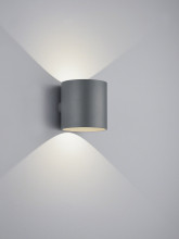 Helestra TOZY LED Wandleuchte 8W dimmbar IP65 90Ra warmweiss Graphit Aluminium-Guss