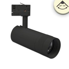 ISOLED 3-PH Schienen-Strahler fokussierbar, 24W, 20°-55°, schwarz matt, 3000K
