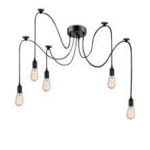 ISOLED Hängeleuchte Spider 1 Metall schwarz, 5 Kabel 2m, exkl. 5xE27 Leuchtmittel