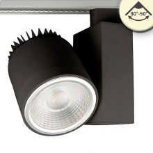 ISOLED 3-PH Schienen-Strahler fokussierbar, 36W, 30°-50°, schwarz matt, 3000K, CRI92, DALI dimmbar